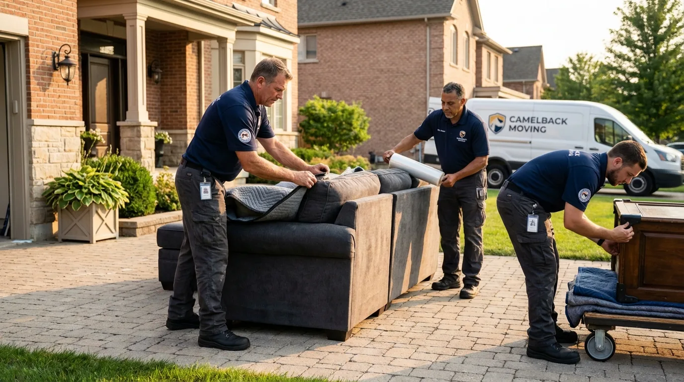Large estate moving crew wrapping furniture in Falfurrias, TX