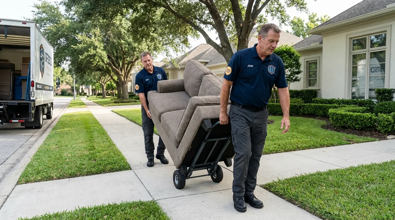 Local residential moving crew loading furniture in Falfurrias, TX
